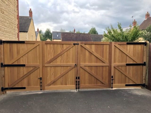 Iroko hardwood gates - rear view - in Witney